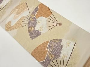 扇子に古典柄・雲模様織出し袋帯